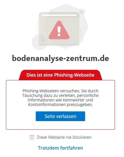 Warnung des Avira Secure-Browsers